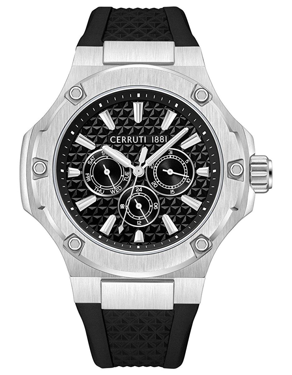 Cerruti 1881 CIWGQ0018702 Takvimli Siyah Silikon Kordon Analog Erkek Kol Saati