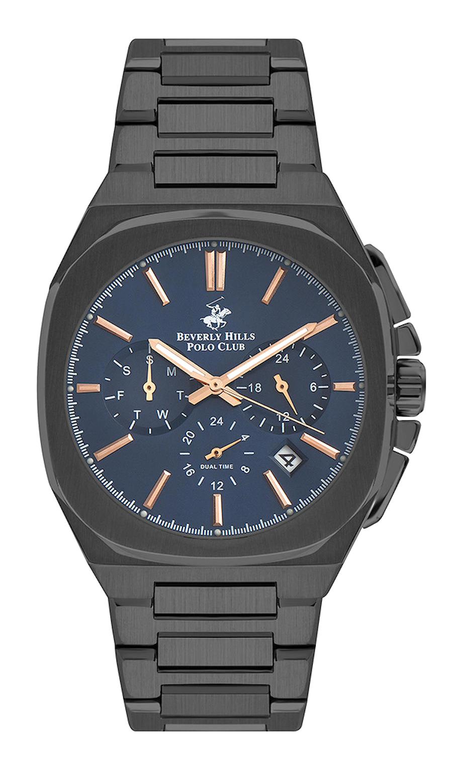 Beverly Hills Polo Club BP3210X090 Takvimli 42 mm Siyah Metal Kordon Analog Erkek Kol Saati