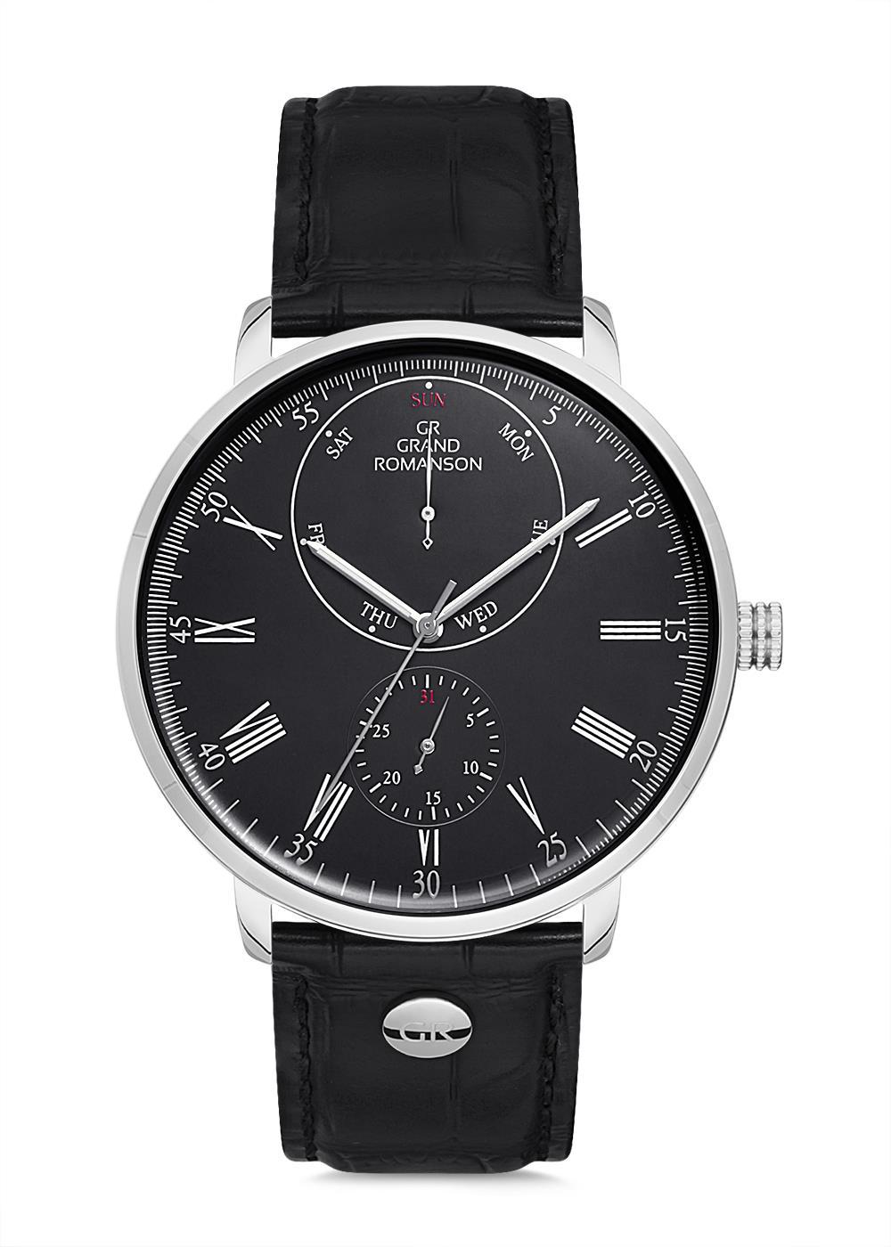 Grand Romanson GR.1.AG1262.02 Takvimli 44 mm Siyah Deri Kordon Analog Erkek Kol Saati