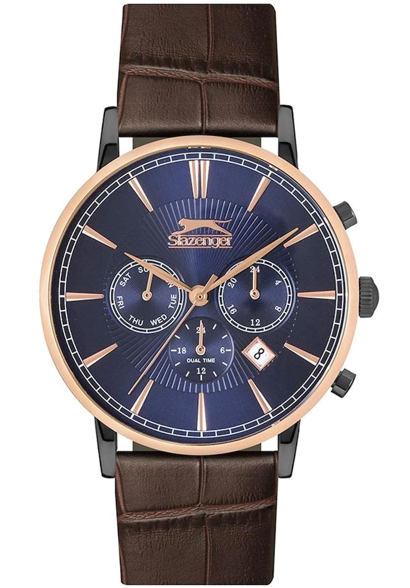 Slazenger SL.09.6225.2.05 Takvimli 45 mm Kahverengi Çelik Kordon Analog Kol Saati