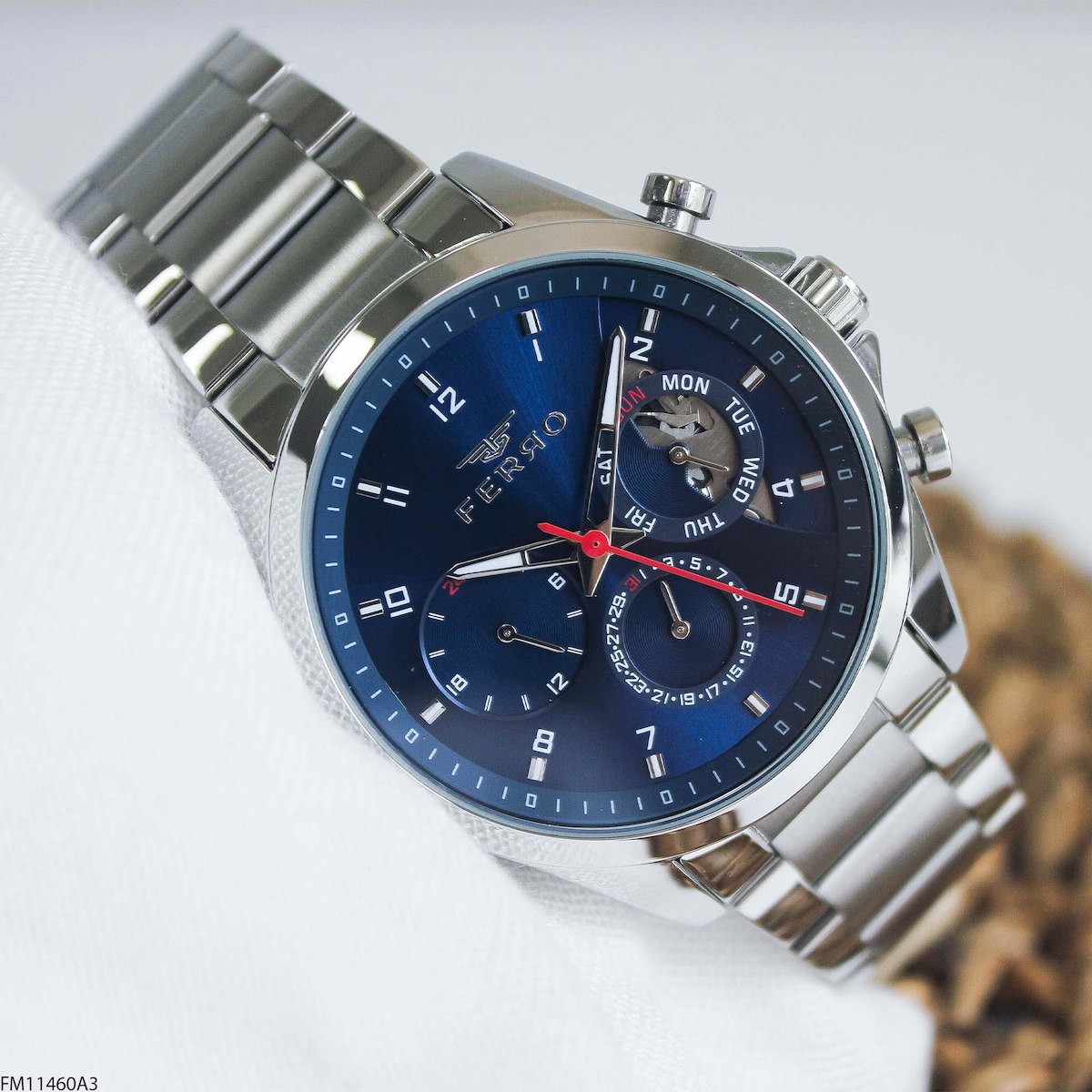 Ferro FM11460A3 Takvimli 43 mm Çelik Kordon Analog Erkek Kol Saati