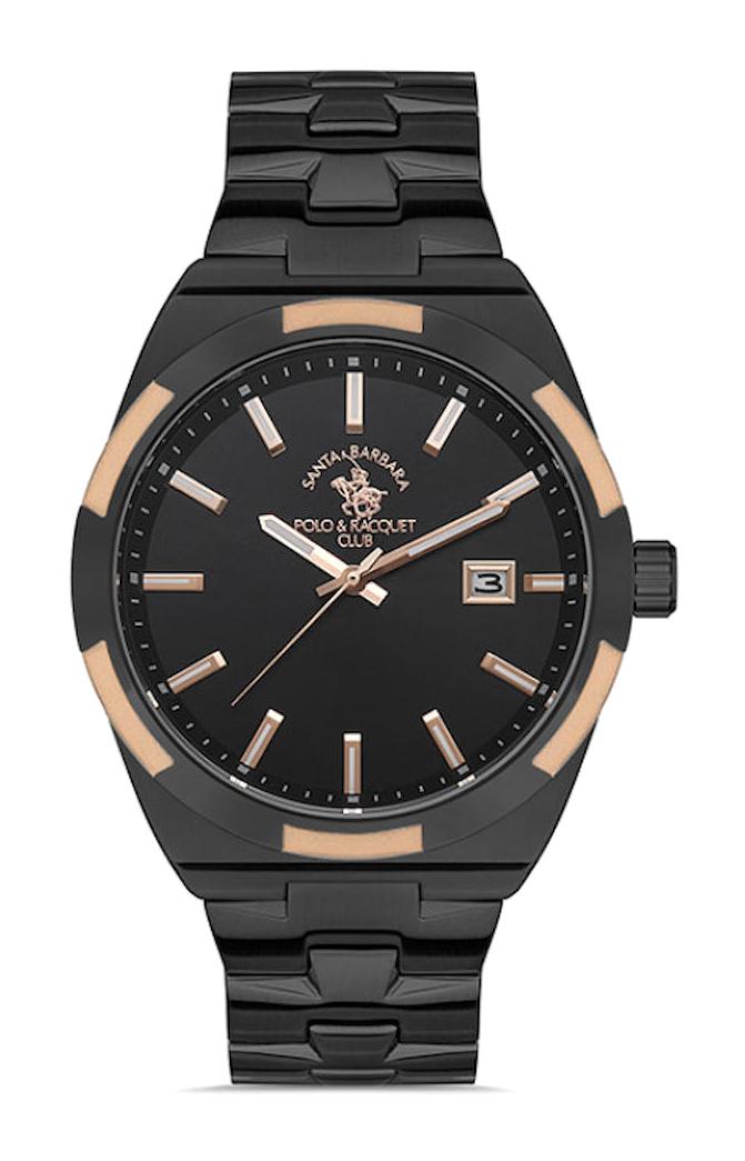 Santa Barbara Polo & Racquet Club SB.1.10483.5 Takvimli 42 mm Siyah Çelik Kordon Analog Erkek Kol Saati