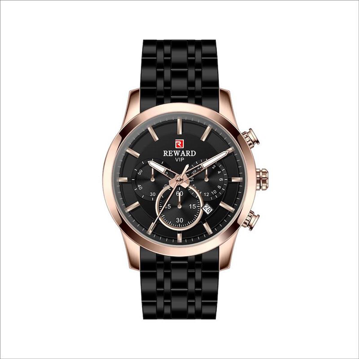 Reward A141787 Takvimli 44 mm Siyah Metal Kordon Analog Erkek Kol Saati
