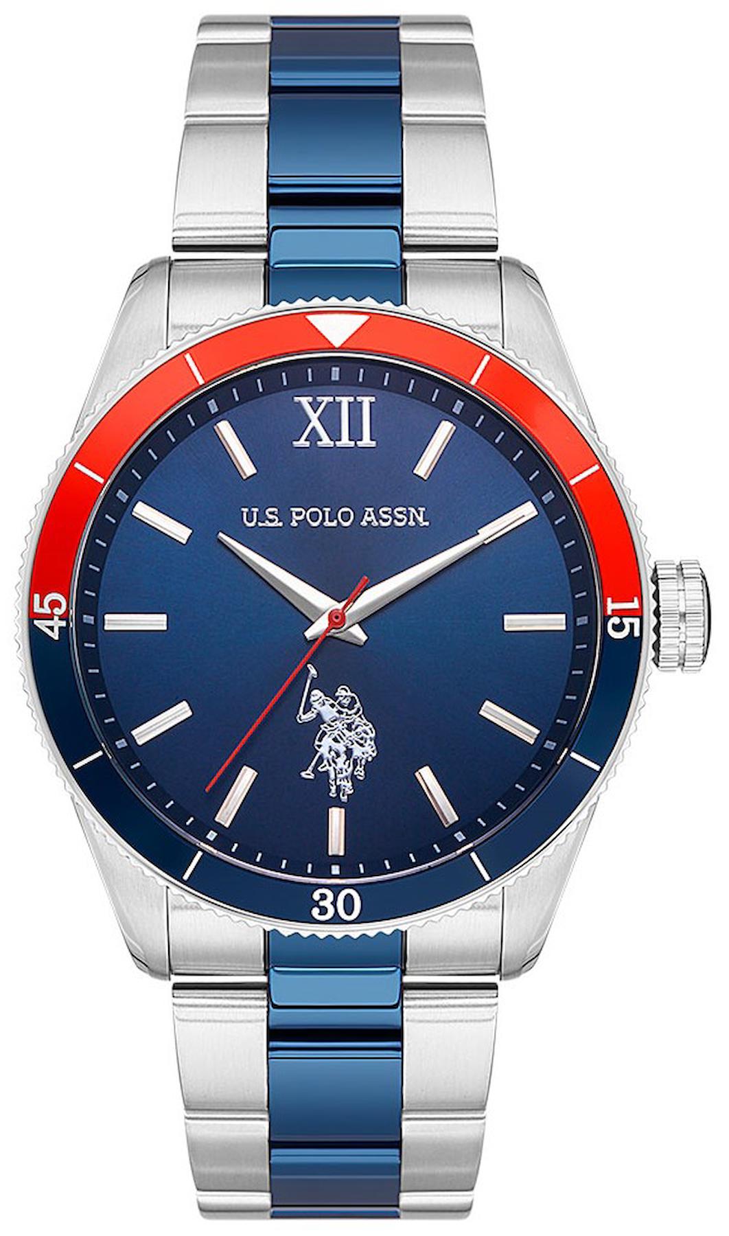 U.S. Polo Assn USPA1061-05 42 mm Gri-Mavi Çelik Kordon Analog Erkek Kol Saati