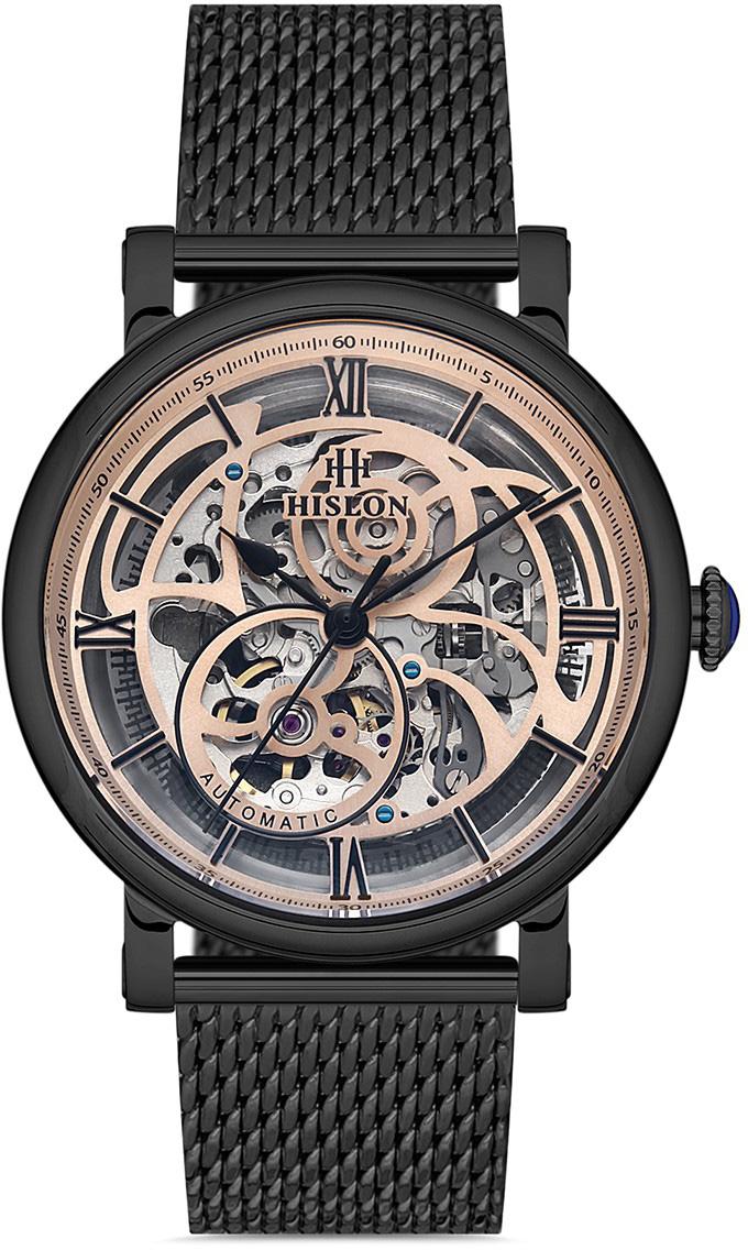 Hislon SD104B-16SB 44 mm Siyah Çelik Kordon Analog Erkek Kol Saati