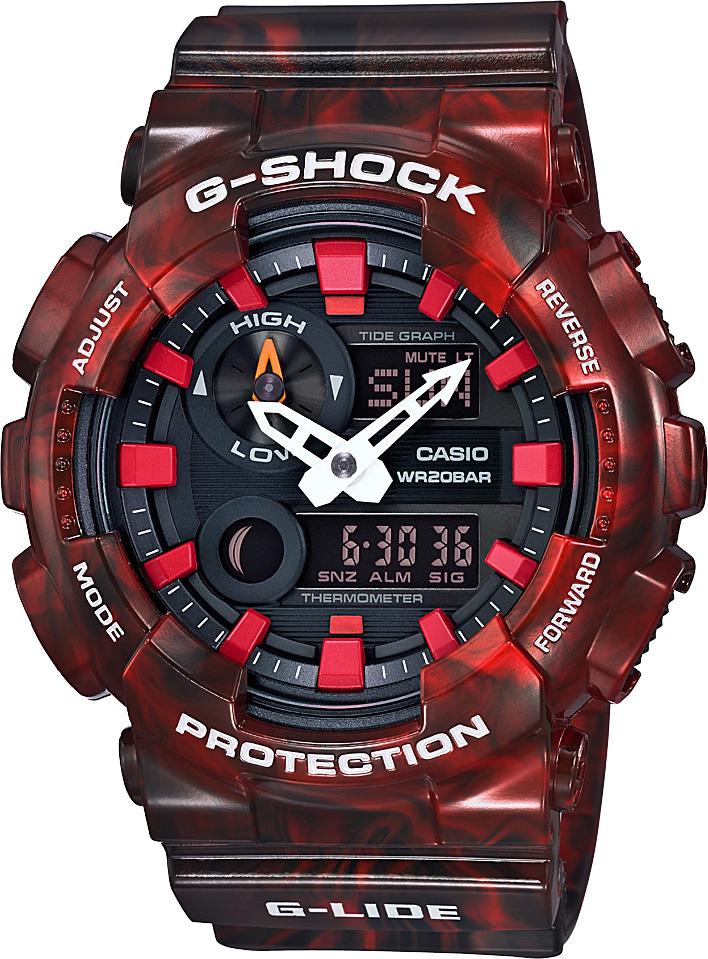 Casio GAX-100MB-4A Takvimli Kırmızı-Siyah Silikon Kordon Analog Kol Saati