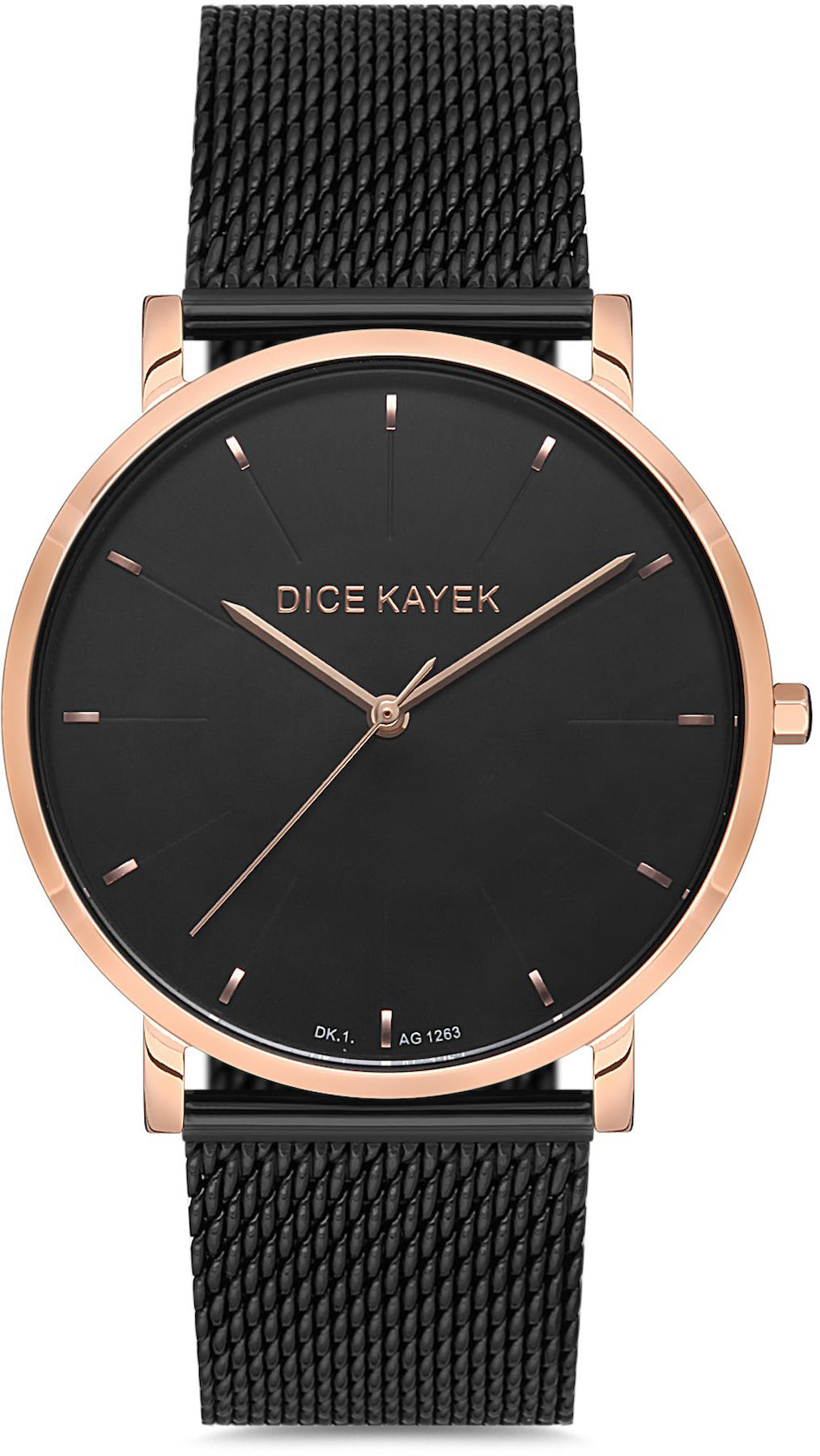 Dice Kayek DK.1.AG1263.05 Takvimli 42 mm Siyah Çelik Kordon Analog Kol Saati