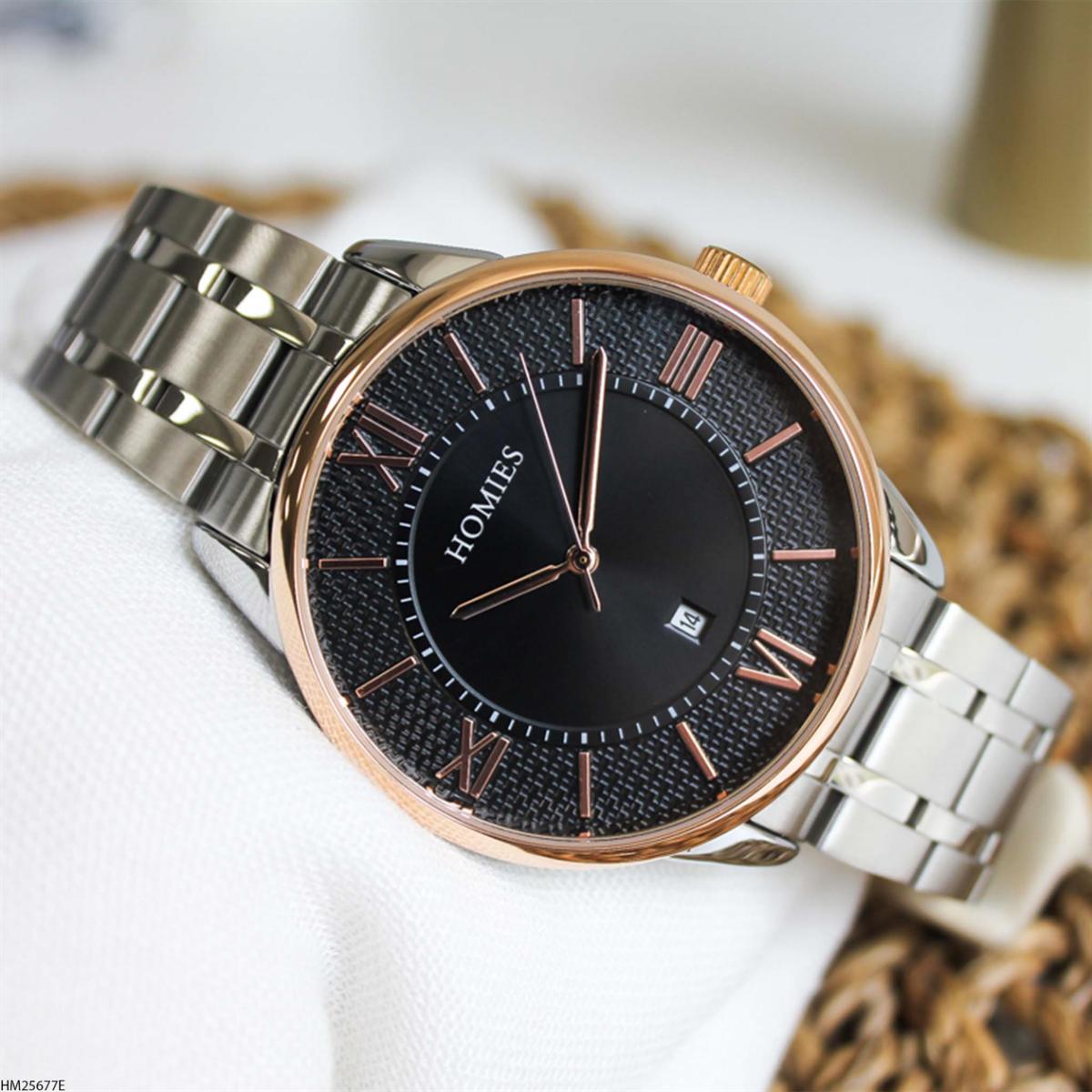 Homies HM25677E Pusulalı Takvimli 45 mm Metal Kordon Analog Erkek Kol Saati
