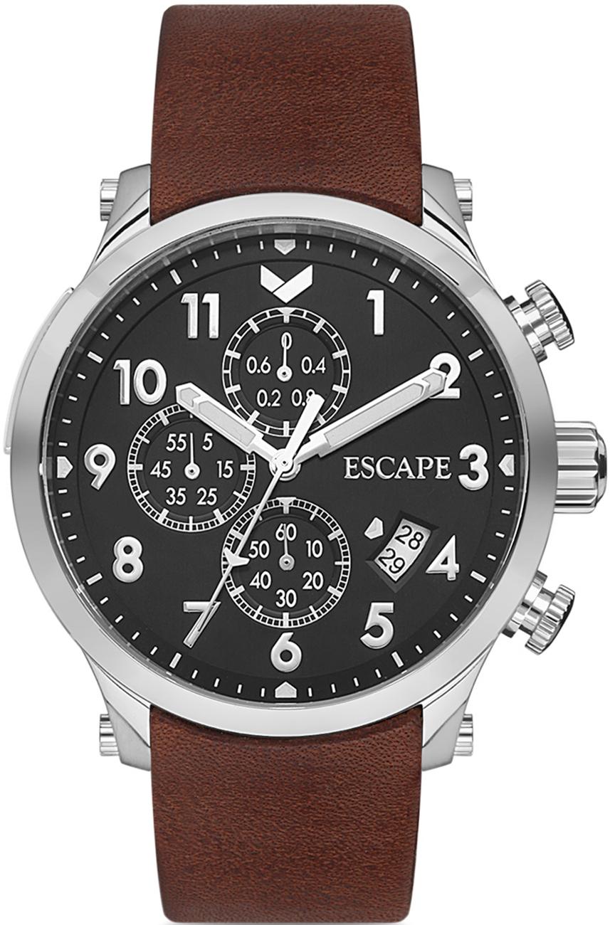 Escape EC1136-104 Takvimli Kahverengi Deri Kordon Analog Kol Saati