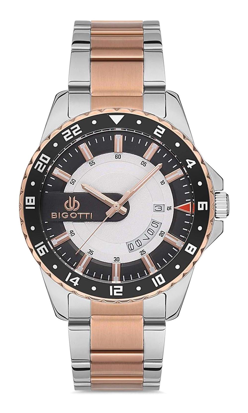 Bigotti BG.1.10180.3 Takvimli 44 mm Gri-Rose Gold Çelik Kordon Analog Erkek Kol Saati