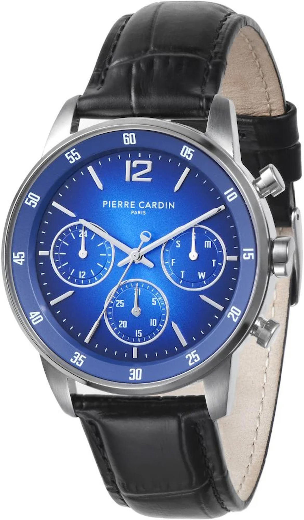 Pierre Cardin PCCMR.1000 Takvimli 40 mm Siyah Deri Kordon Analog Kol Saati
