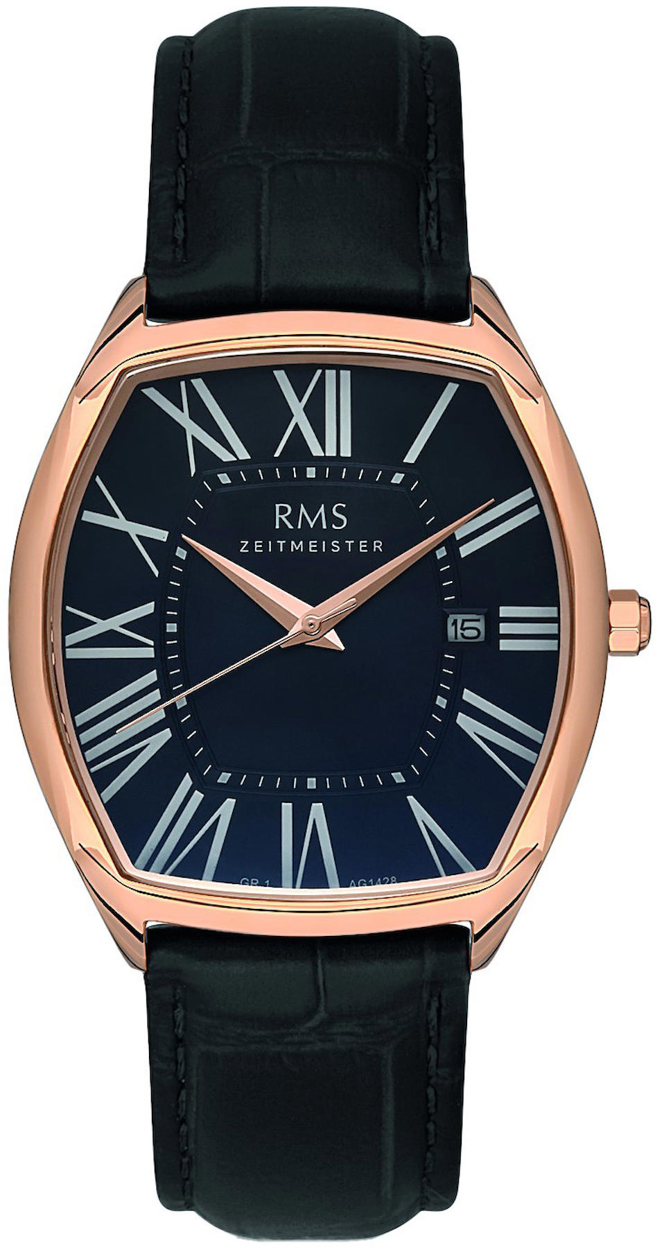 Romanson GR.1.AG1429.06 Takvimli 43 mm Siyah Deri Kordon Analog Kol Saati