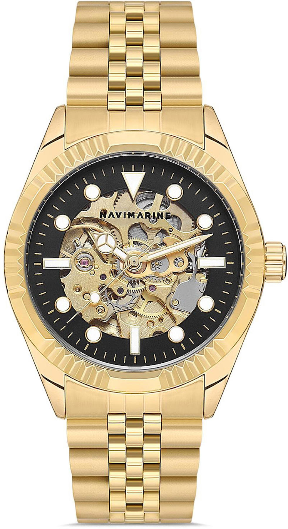 Navimarine NVM2003-06 41 mm Altın Çelik Kordon Analog Kol Saati