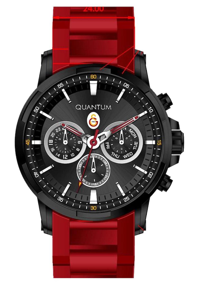 Quantum G877.658 Takvimli 44 mm Kırmızı Silikon Kordon Analog Erkek Kol Saati