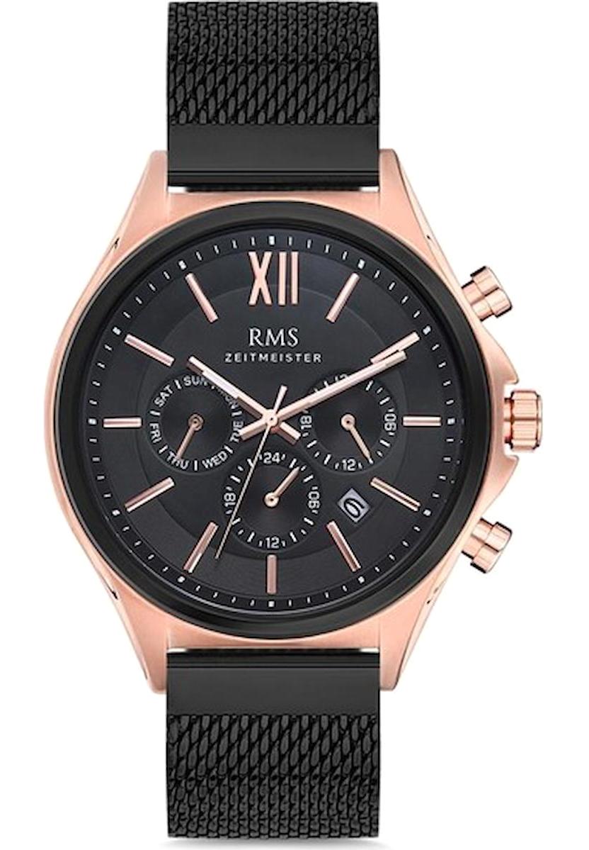 Romanson GR.1.AG1277.03 Takvimli 45 mm Siyah Çelik Kordon Analog Erkek Kol Saati