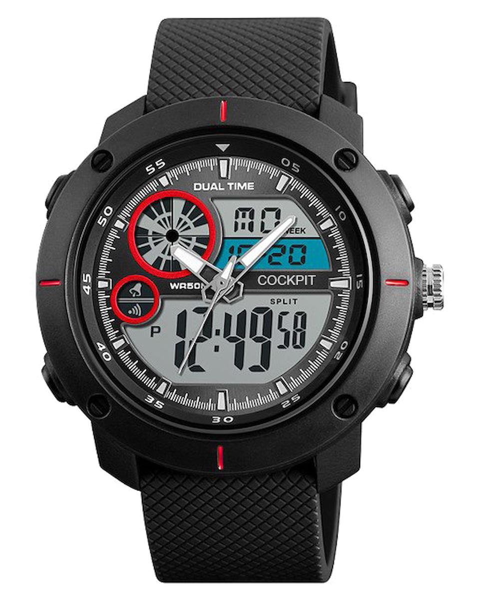 Cockpit CK-4210RD Takvimli Siyah Silikon Kordon Analog Erkek Kol Saati