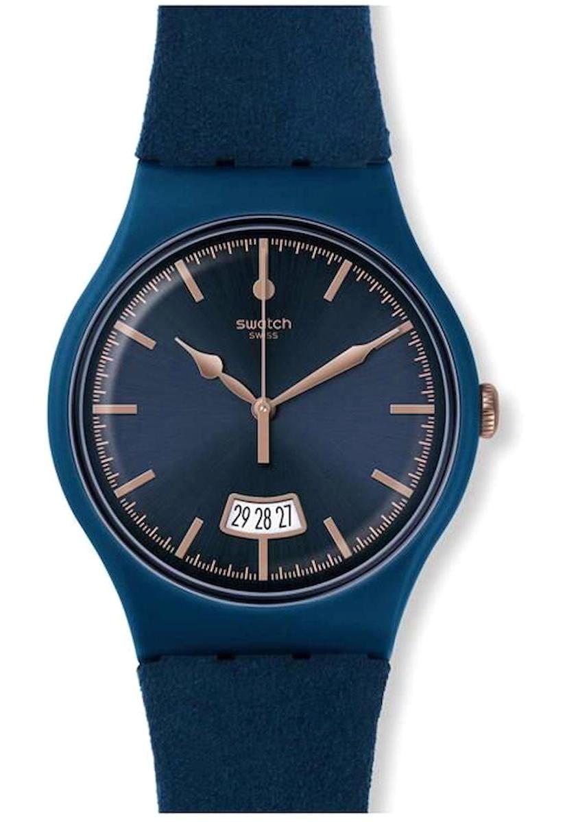 Swatch SUON400 Takvimli 42 mm Lacivert Silikon Kordon Analog Erkek Kol Saati