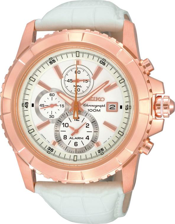Seiko SNAE12P Takvimli 45 mm Beyaz İyon Kaplama Kordon Analog Kol Saati