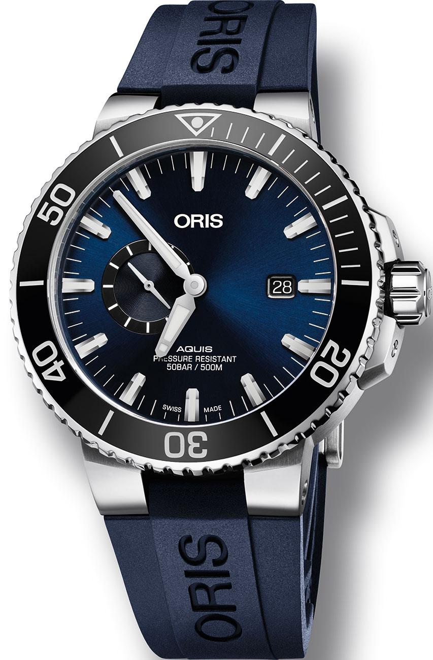 Oris 743-7733-4135-07-4-24-65EB Takvimli 45.50 mm Lacivert Silikon Kordon Analog Kol Saati