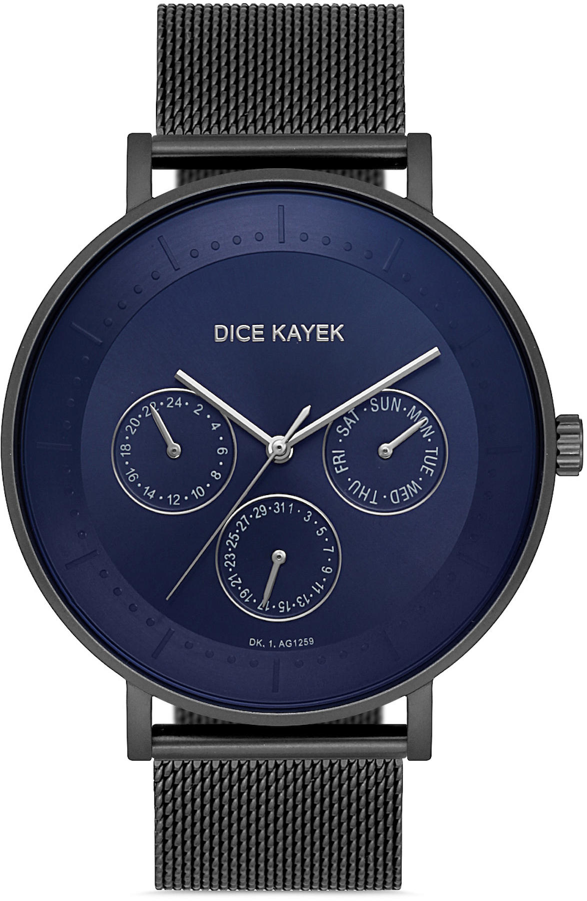 Dice Kayek DK.1.AG1259.08 Takvimli 42 mm Siyah Metal Kordon Analog Kol Saati