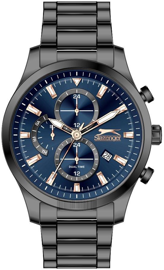 Slazenger SL.09.1937.2.03 Takvimli 44 mm Siyah Çelik Kordon Analog Erkek Kol Saati