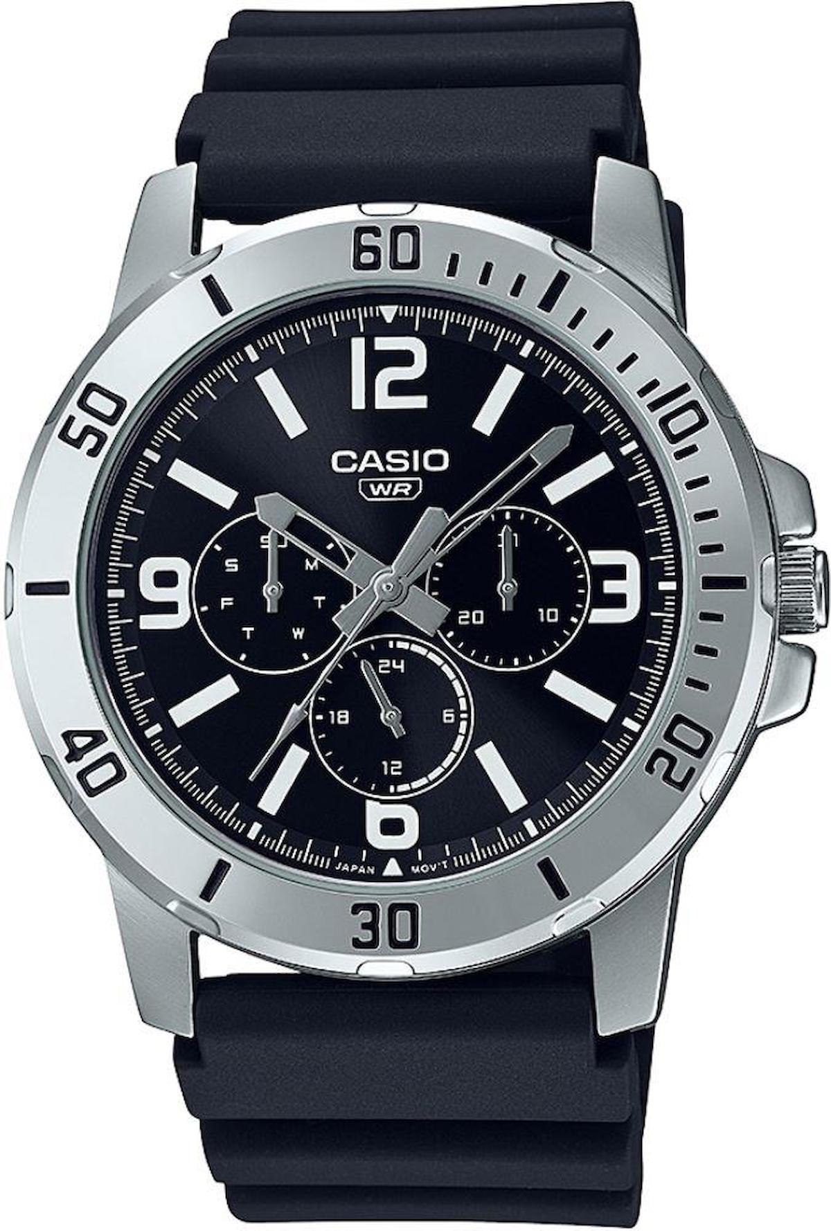 Casio MTP-VD300-1BUDF Takvimli 45 mm Siyah Çelik Kordon Analog Erkek Kol Saati