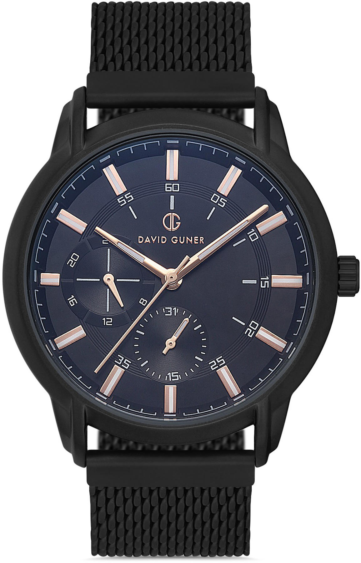 David Guner DG-8212GC-G2E Takvimli 42 mm Siyah Çelik Kordon Analog Kol Saati