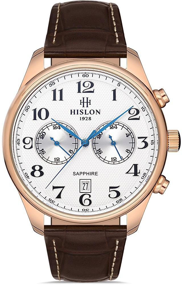 Hislon DT113R-01KR Pusulalı Takvimli 44 mm Kahverengi Deri Kordon Analog Kol Saati
