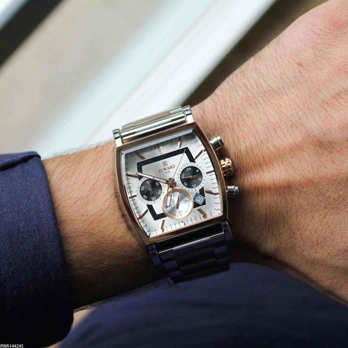 Reward RWA144245 Takvimli 43 mm Gri-Rose Gold Çelik Kordon Analog Erkek Kol Saati