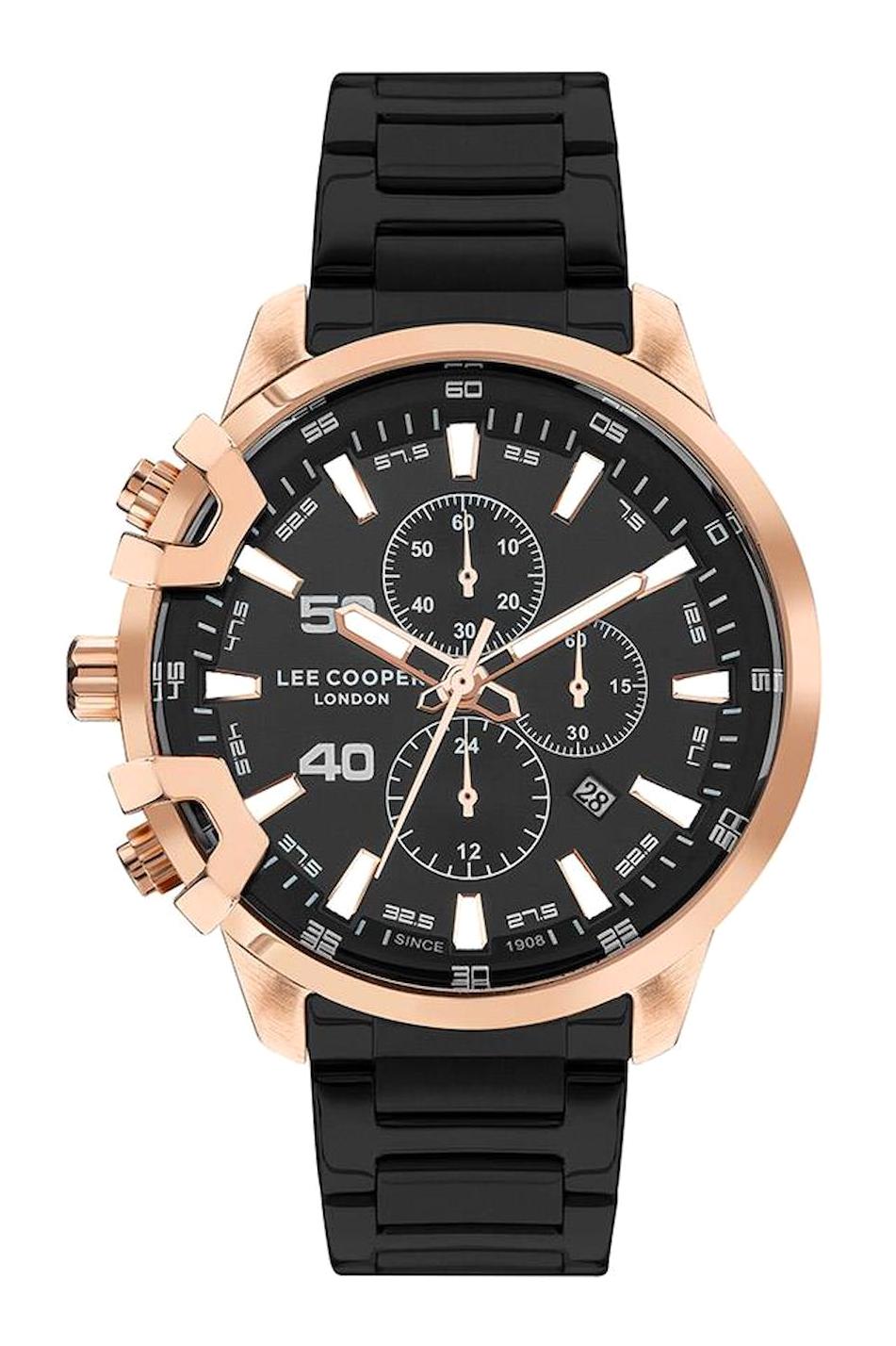Lee Cooper LC07469.450 Takvimli 46-50 mm Siyah Çelik Kordon Analog Erkek Kol Saati