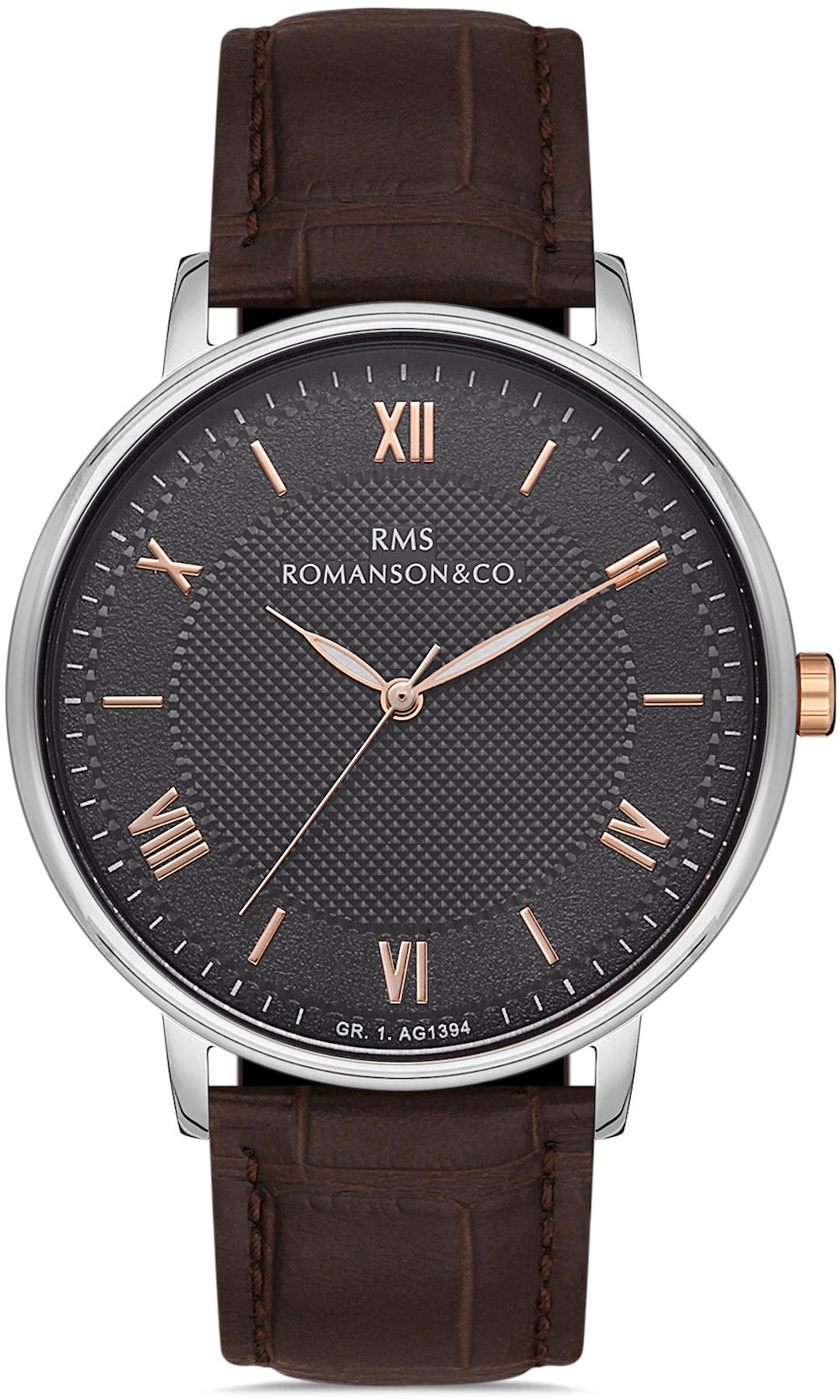 Romanson GR.1.AG1394.17 43 mm Kahverengi Deri Kordon Analog Kol Saati
