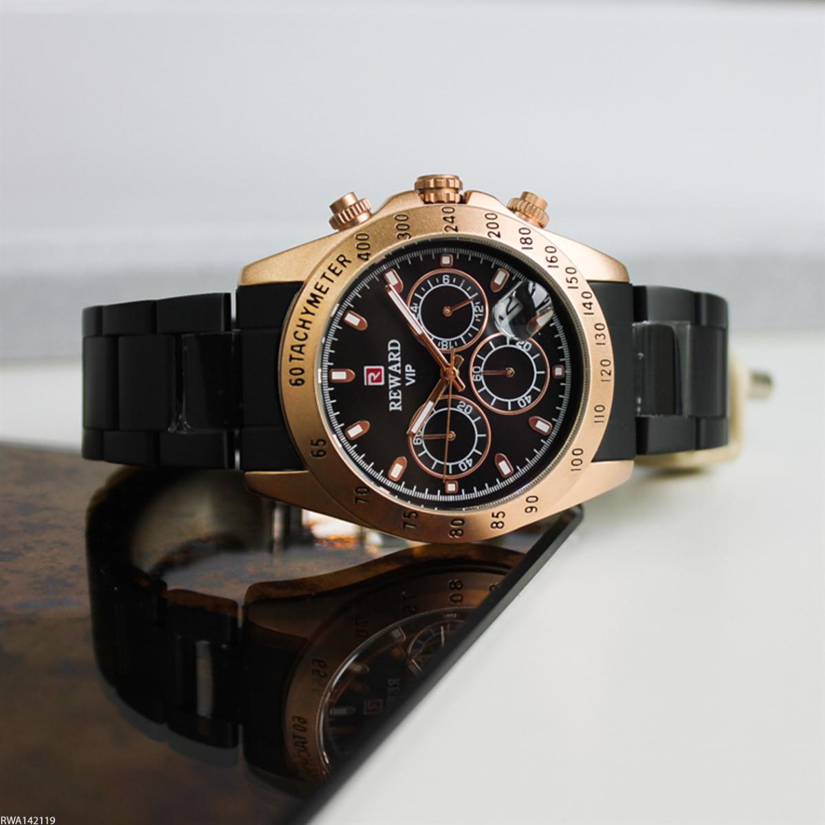 Reward RWA142119 Pusulalı Takvimli 46 mm Siyah Metal Kordon Analog Erkek Kol Saati