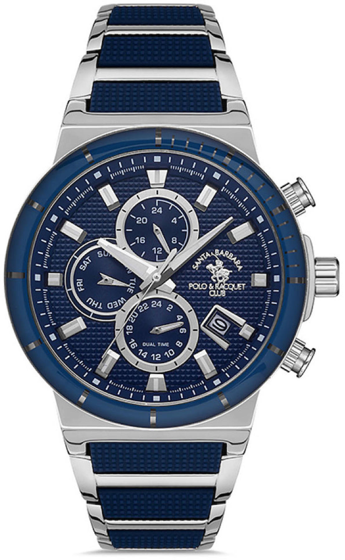 Santa Barbara Polo & Racquet Club SB.1.10378.2 Takvimli 43 mm Lacivert Çelik Kordon Analog Kol Saati