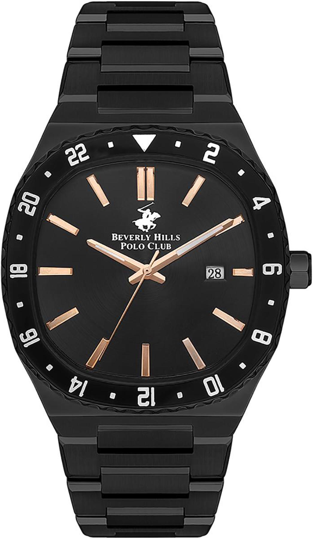 Beverly Hills Polo Club BP3296X650 Takvimli 41-45 mm Siyah Çelik Kordon Analog Erkek Kol Saati