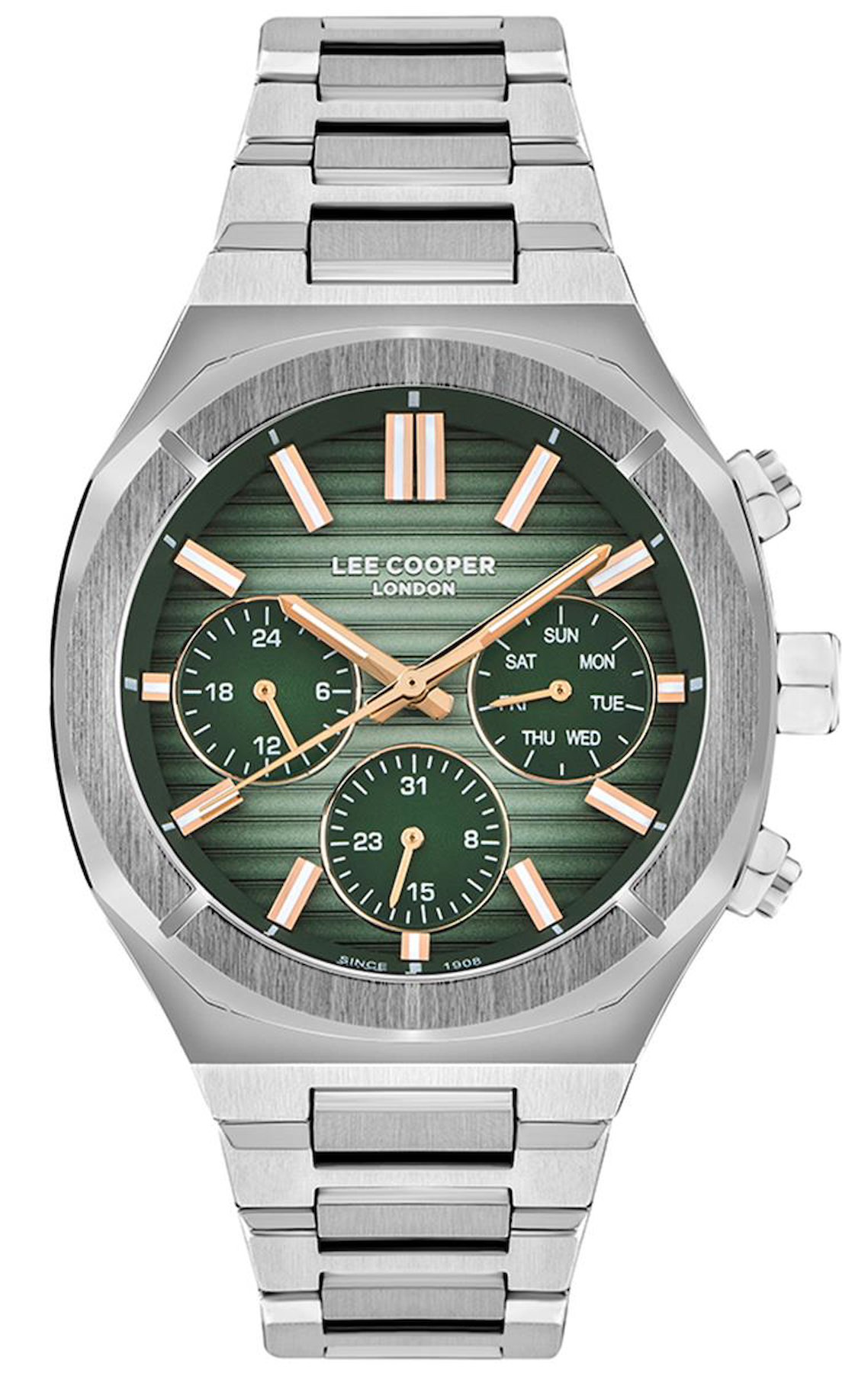 Lee Cooper LC07959.370 Takvimli Metal Kordon Analog Erkek Kol Saati