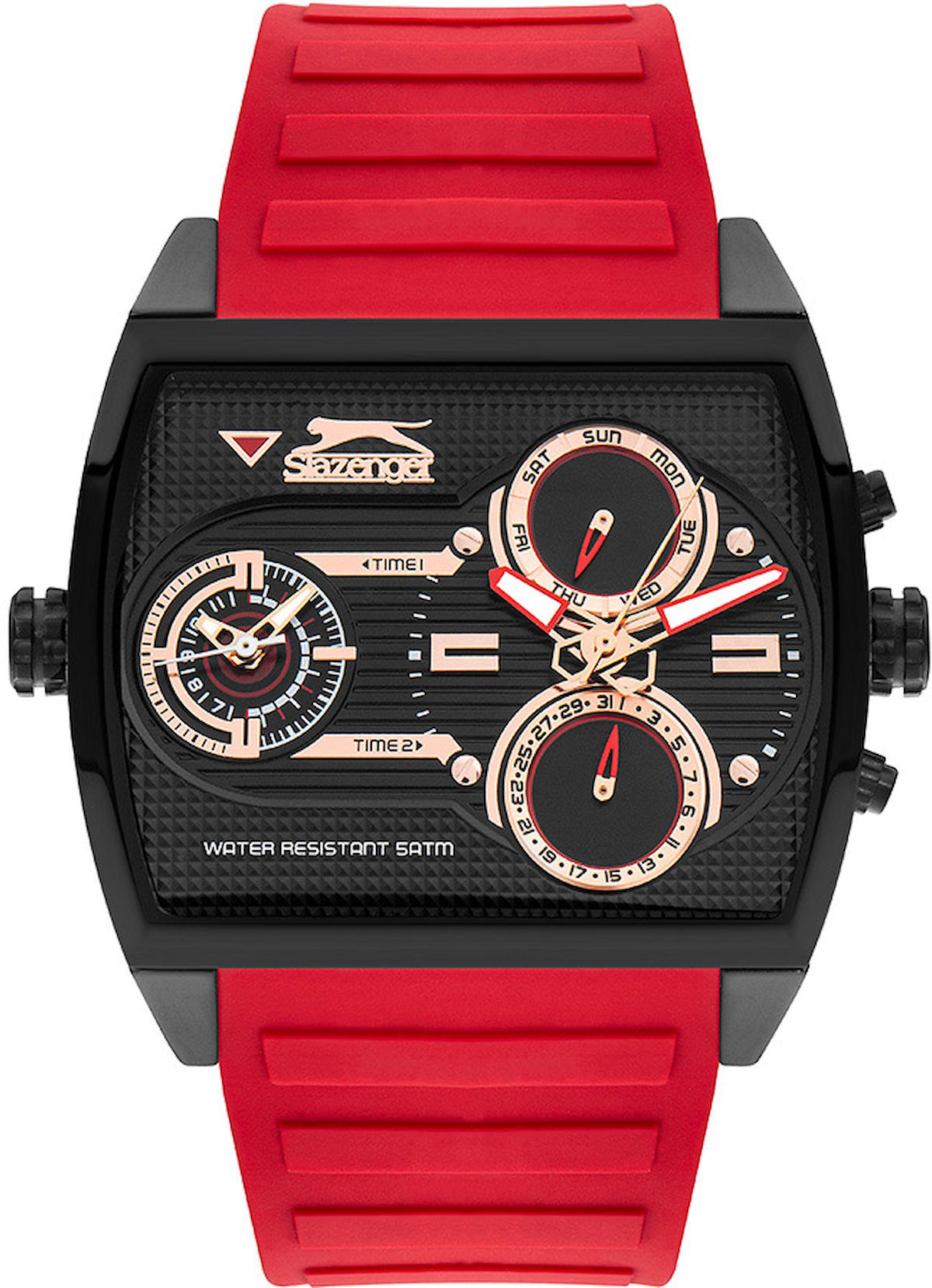 Slazenger SL.09.2208.2.04 Takvimli 53 mm Kırmızı Plastik Kordon Analog Erkek Kol Saati