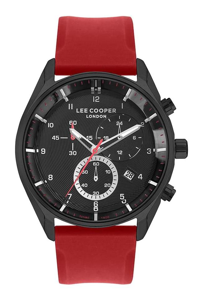 Lee Cooper LC07350.058 Takvimli 48 mm Kırmızı Silikon Kordon Analog Erkek Kol Saati