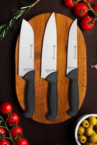 CASTLE KITCHEN Incisive Serisi 3 Parça Mutfak Bıçak Seti Santaku Şef Et Ekmek Sebze Meyve Bıçak