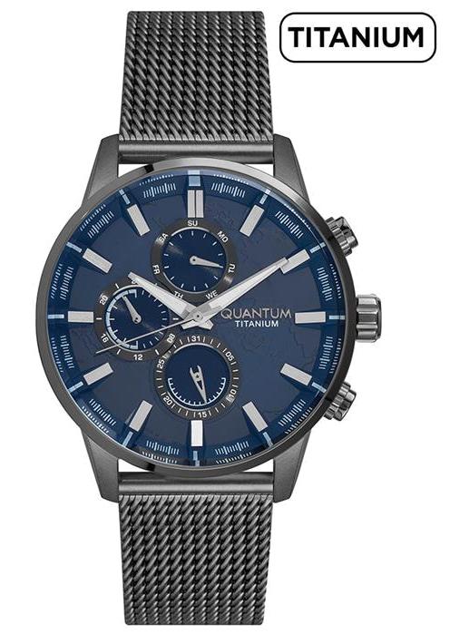 Quantum TTG919.690 42 mm Füme Titanyum Kordon Analog Erkek Kol Saati