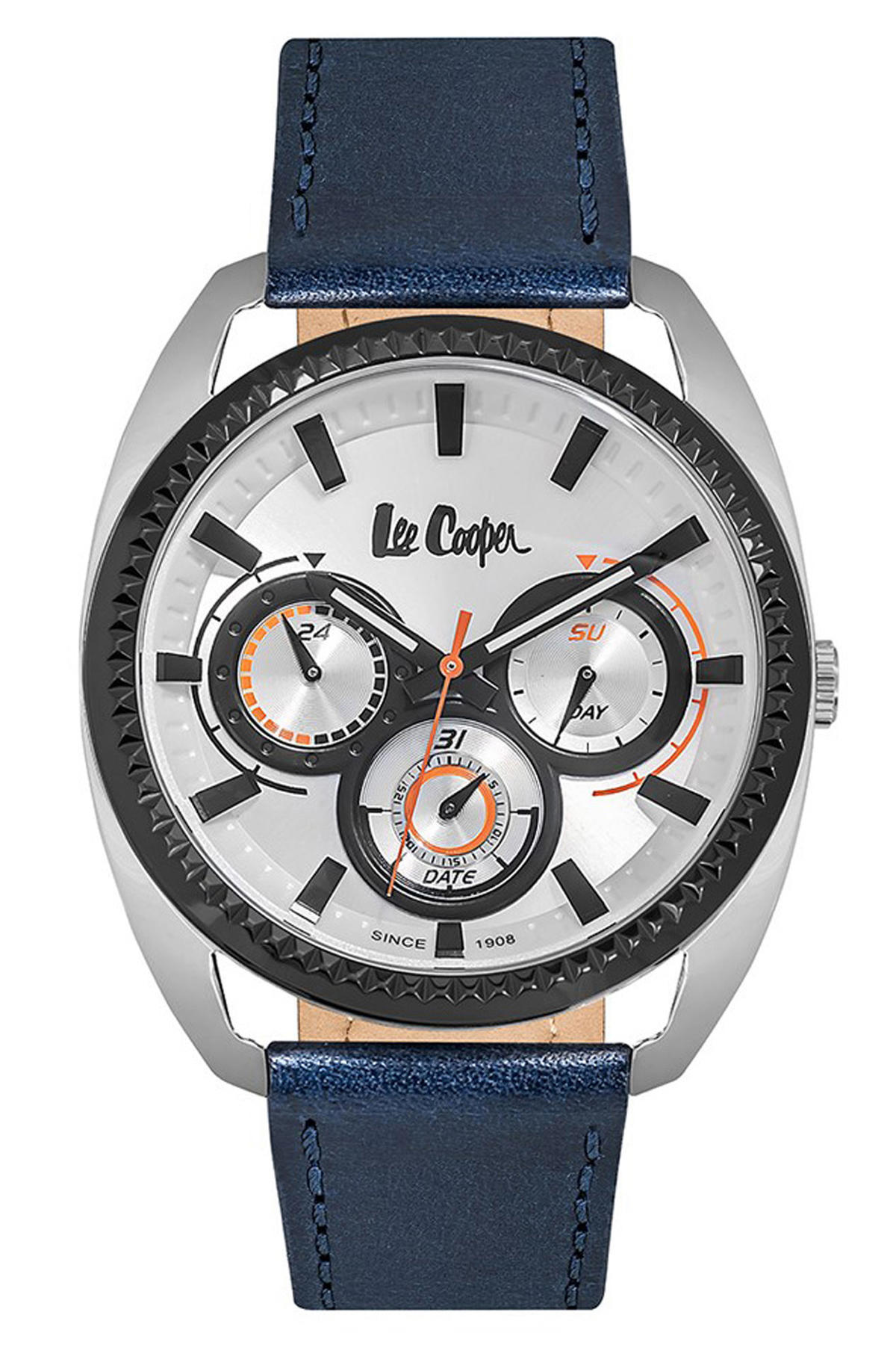 Lee Cooper LC06664.399 Takvimli 43 mm Lacivert Deri Kordon Analog Erkek Kol Saati