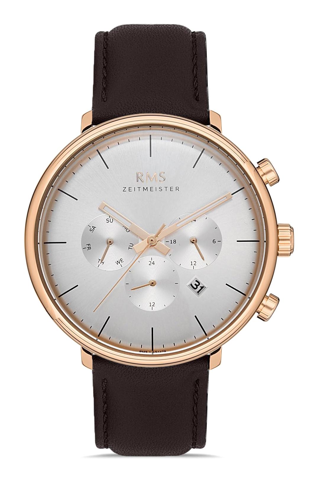 Romanson RMS.1.AG1479.05 Takvimli 44 mm Kahverengi Deri Kordon Analog Erkek Kol Saati
