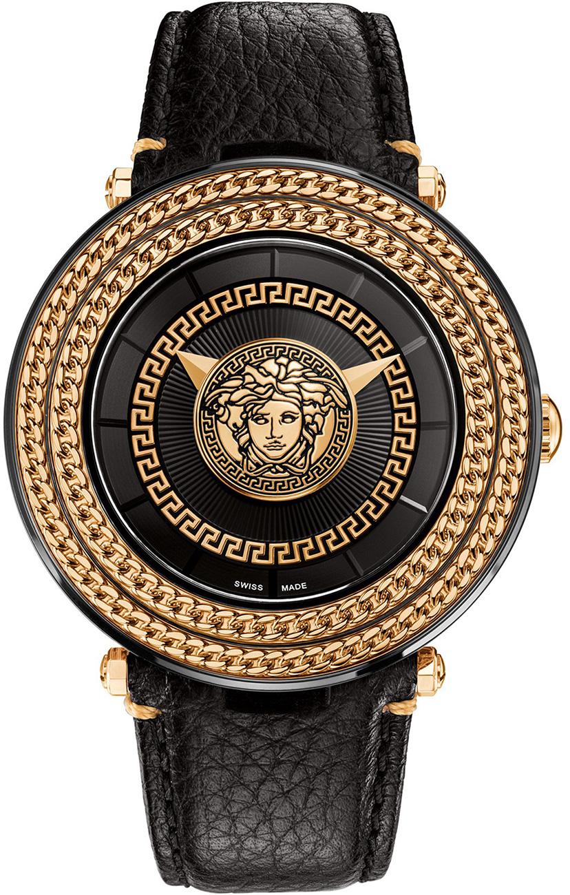 Versace VRSCVQL030015 46 mm Siyah Deri Kordon Analog Kol Saati