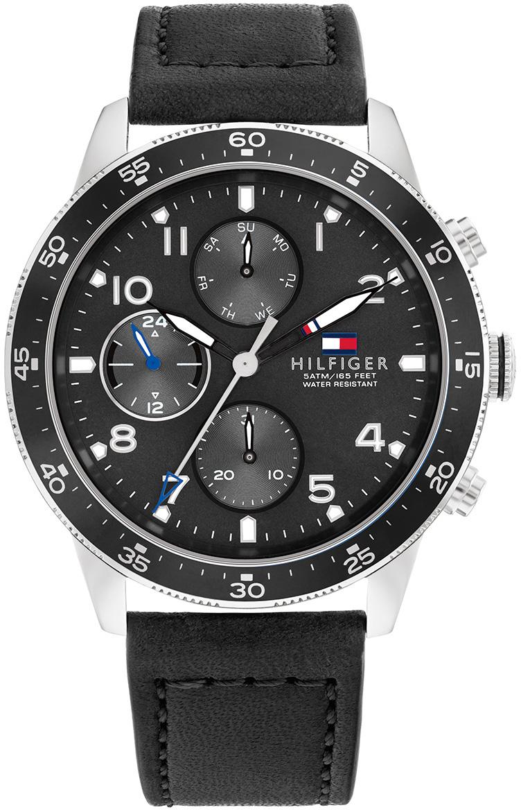 Tommy Hilfiger TH1791947 Takvimli 44 mm Siyah Deri Kordon Analog Erkek Kol Saati