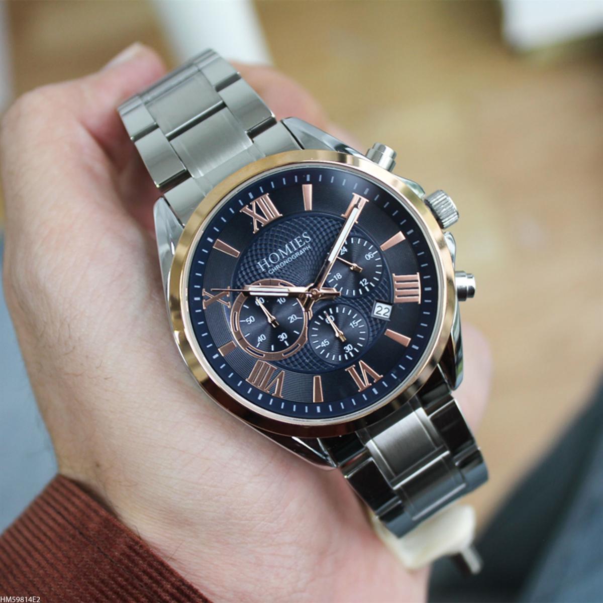 Homies HM59814E2 Pusulalı Takvimli 45 mm Metal Kordon Analog Erkek Kol Saati