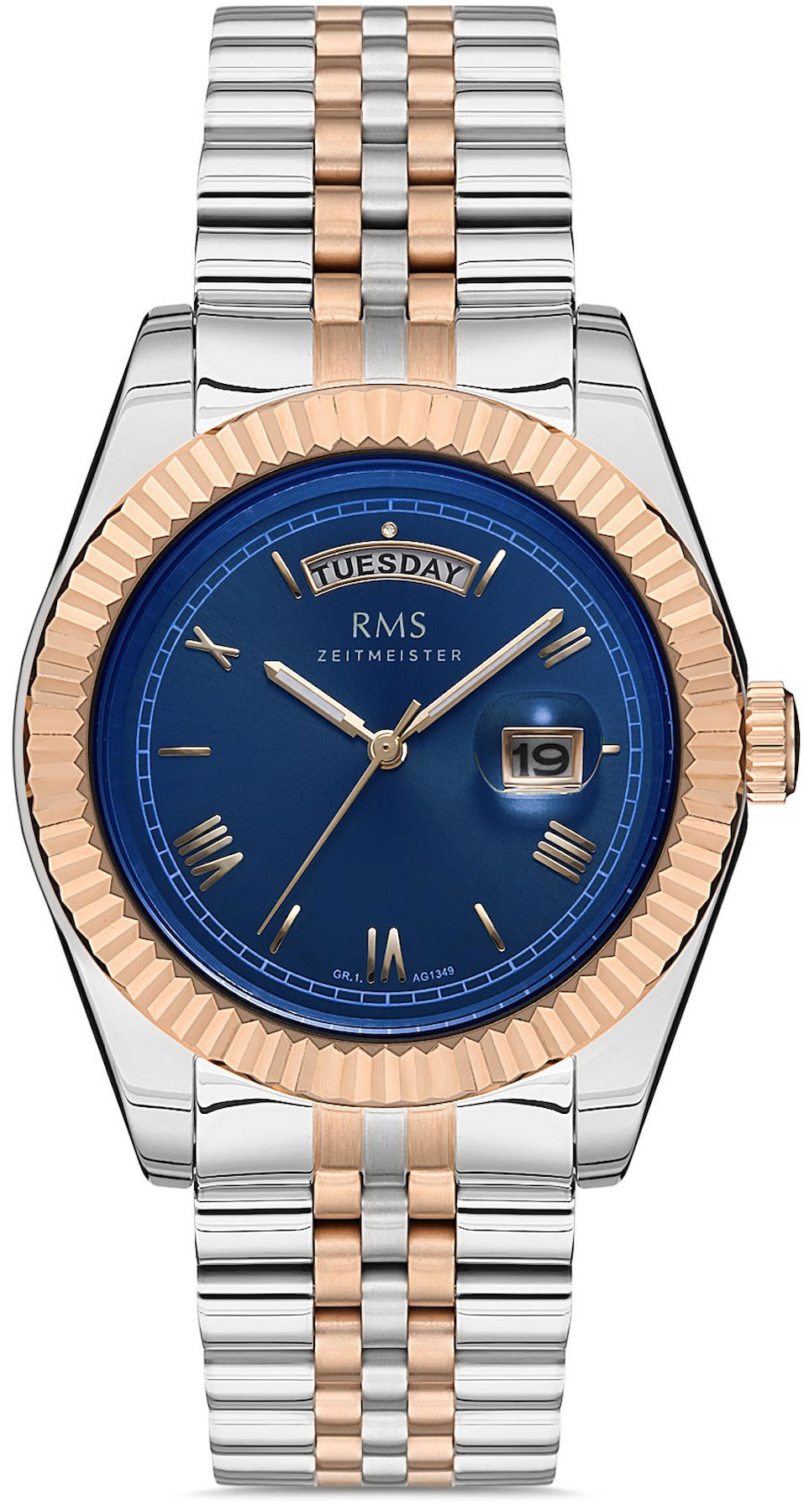 Romanson GR.1.AG1349.16 Takvimli 43 mm Gri-Rose Gold Çelik Kordon Analog Kol Saati