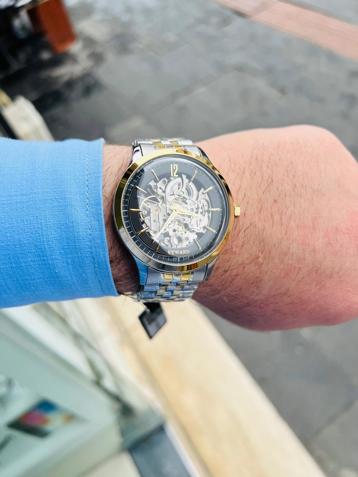 Reward RPT469-12 44 mm Gri-Sarı Metal Kordon Analog Erkek Kol Saati