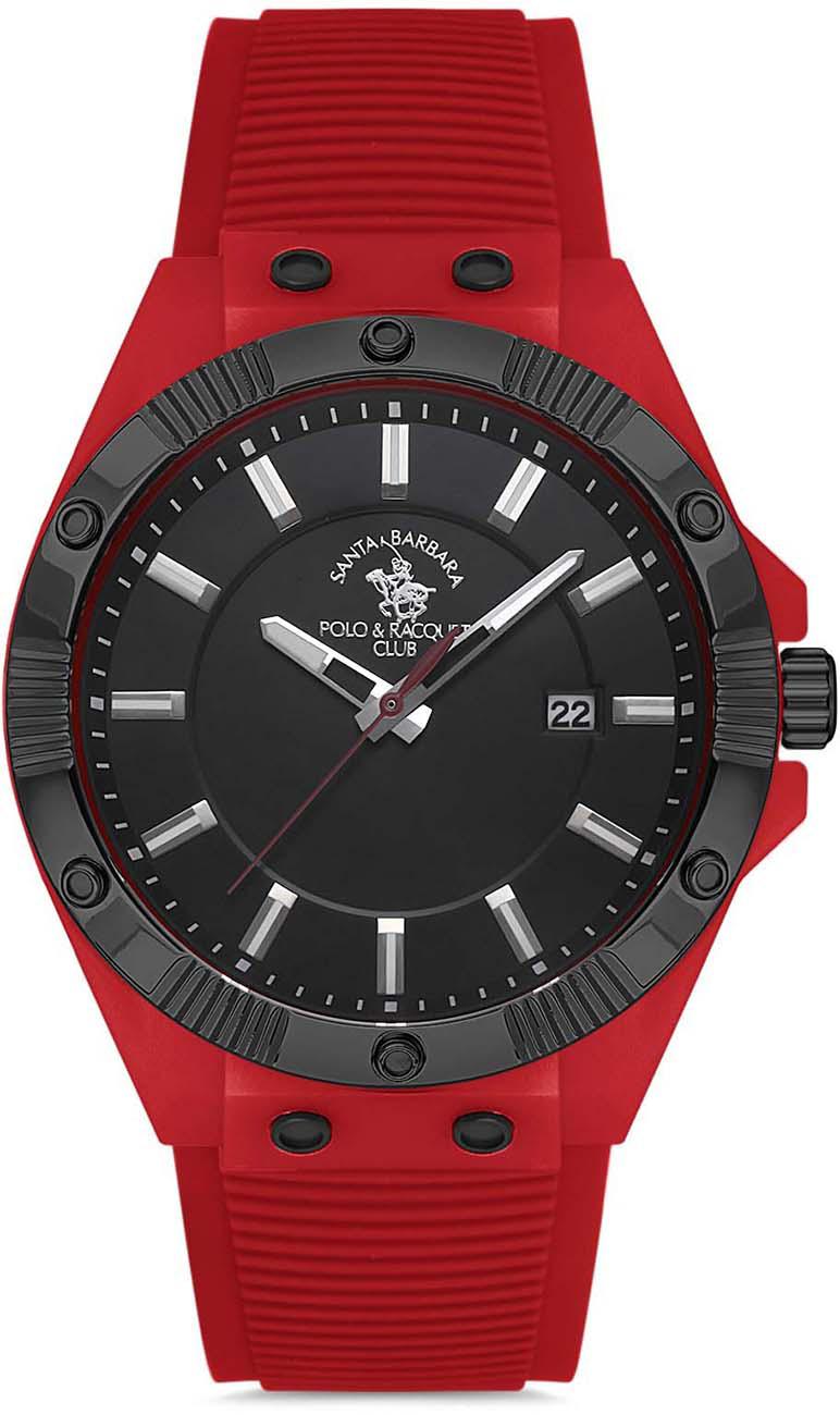 Santa Barbara Polo & Racquet Club SB.1.10142.3 Takvimli 42 mm Kırmızı Silikon Kordon Analog Kol Saati