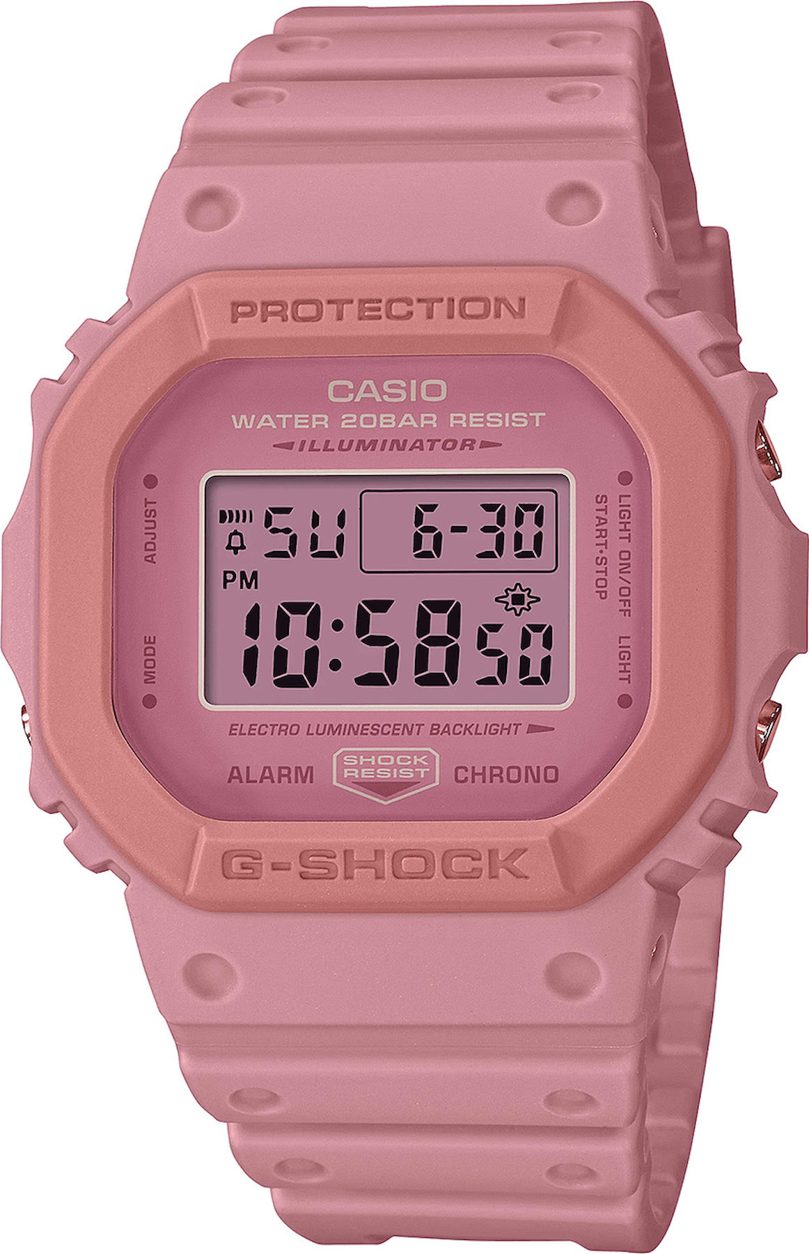 Casio DW-5610SL-4A4 Takvimli 43 mm Pembe Silikon Kordon Dijital Kol Saati