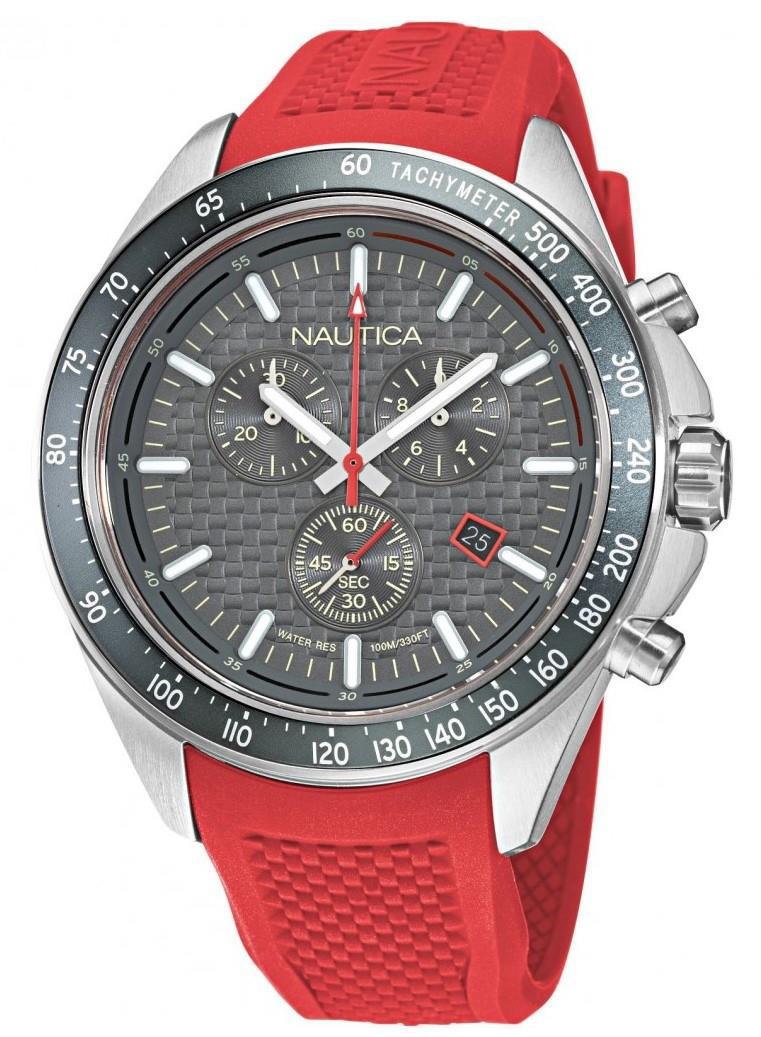 Nautica NAPOBS111 Takvimli 46-50 mm Kırmızı Silikon Kordon Analog Erkek Kol Saati