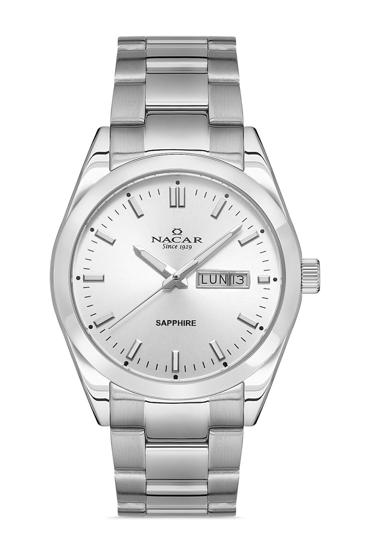 Nacar 31299227AWM Takvimli 44 mm Çelik Kordon Analog Kol Saati